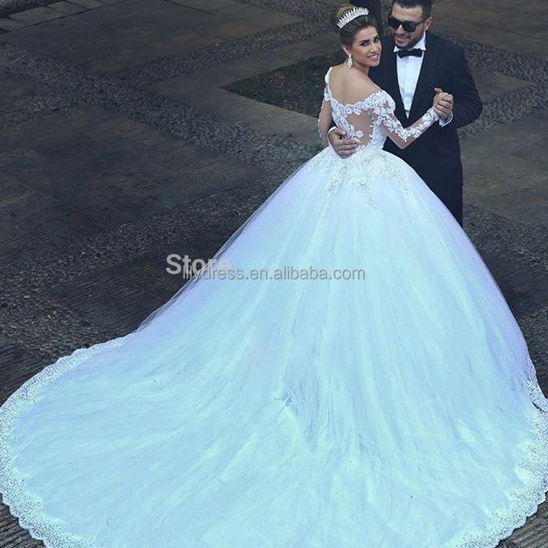 Customized Puffy Ball Gown Long Sleeves Brides Dress Wedding Gowns HT38 Aliexpress Wedding Dresses