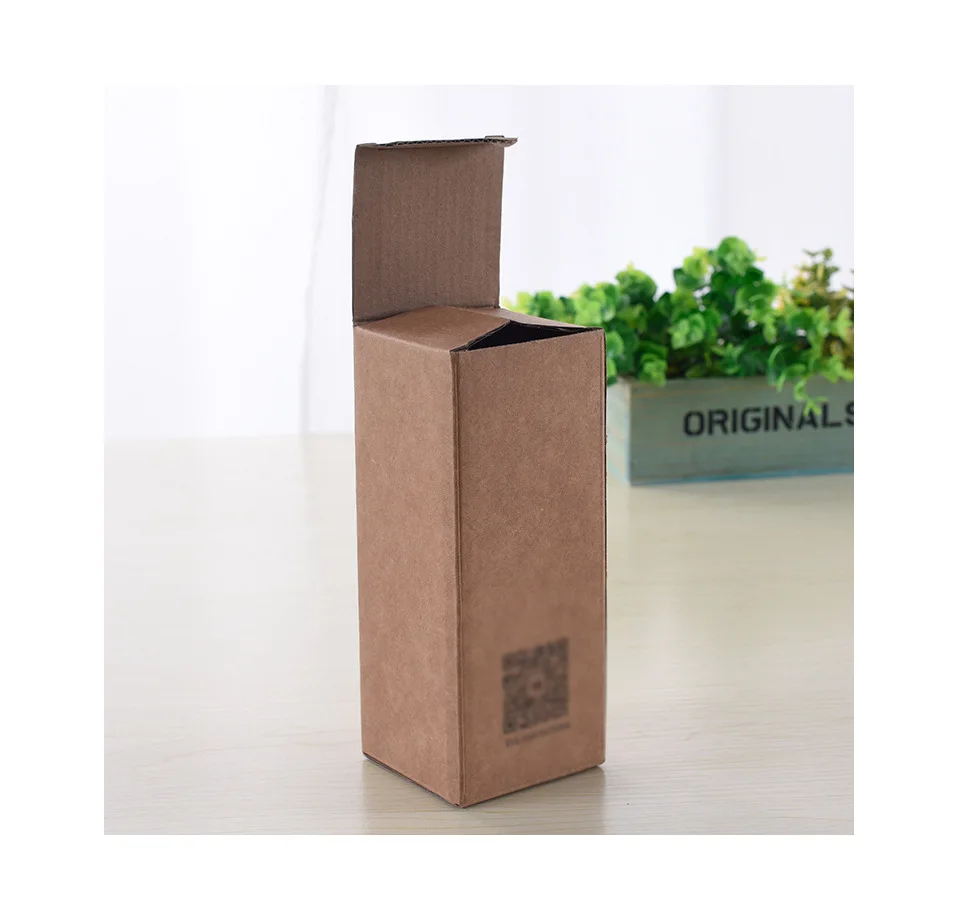 Small e flute brown kraft foldable corrugated cardboard carton paper packaging gift bottle display box custom print manufacturer