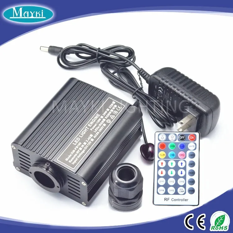 2m 3m 4m  LED RGB Fiber Optic Star Ceiling Kit with 16W Light Source Wireless Remote Optical Fiber Wires for Car Ceiling Sauna