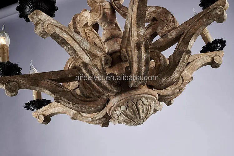
High quality big vintage wooden hanging chandelier lighting for restaurant 