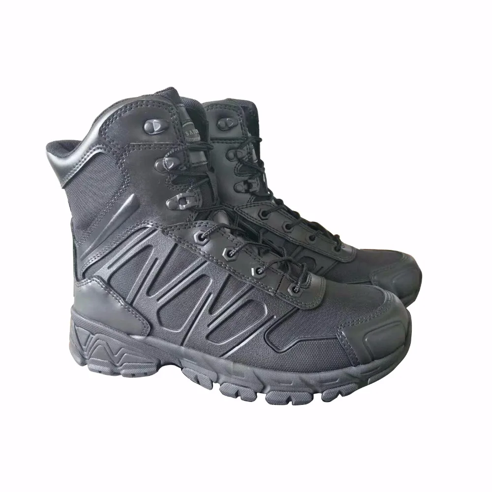 China high quality black color Genuine Leather military boots