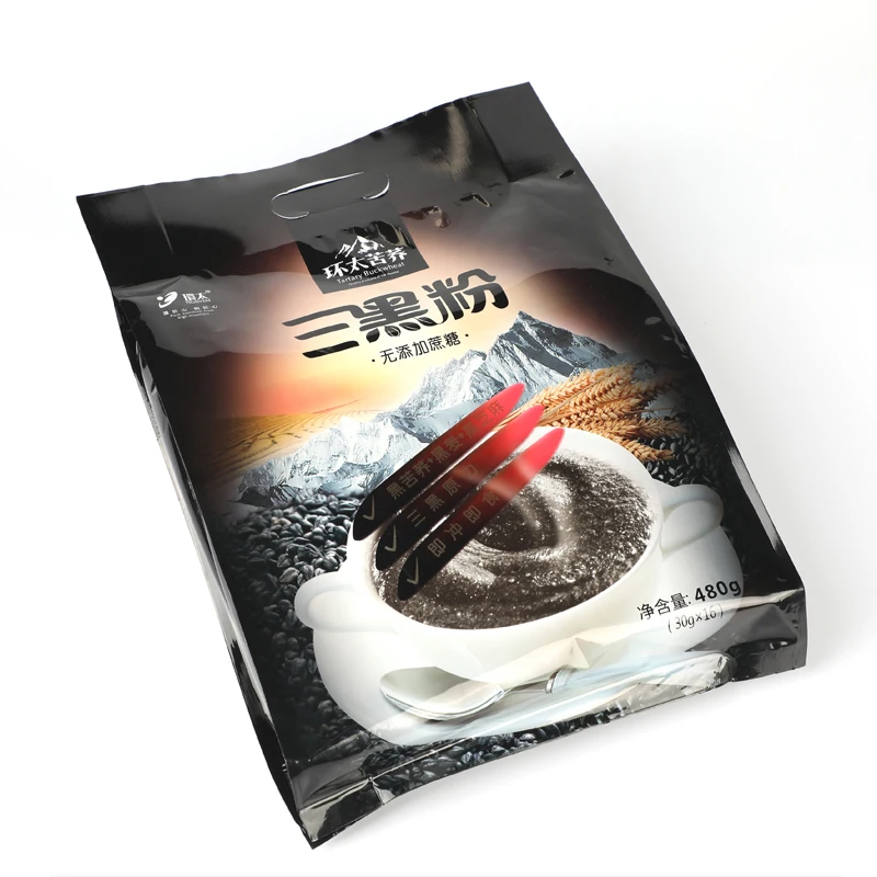 
480g huantai nutritional breakfast black tartary buckwheat mixing powder rye sesame healthy diabetic food buckwheat flour 