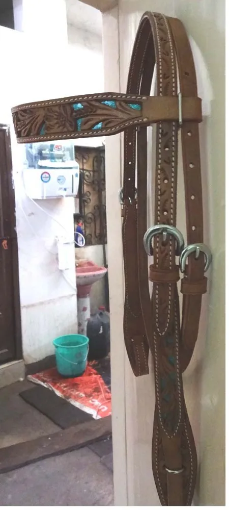 Premium Quality Handmade Western Headstall Cow Leather Reins horse equipment accessories custom logo equestrian outdoor sports