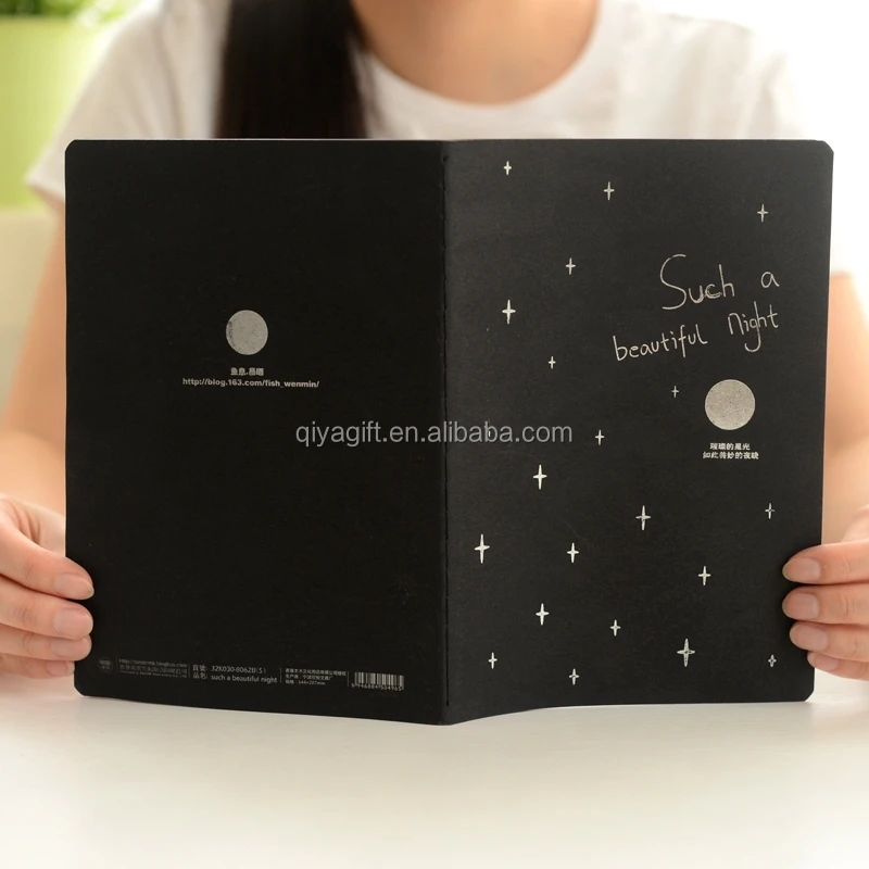 black paper wholesale notebook with star printed
