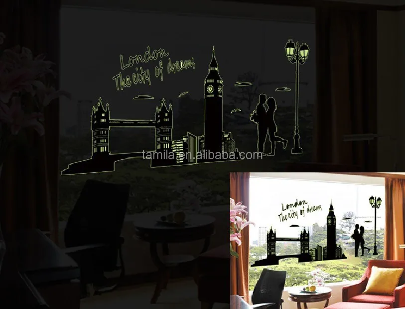 Home Decorative London Twin Bridge Night Glowing sticker