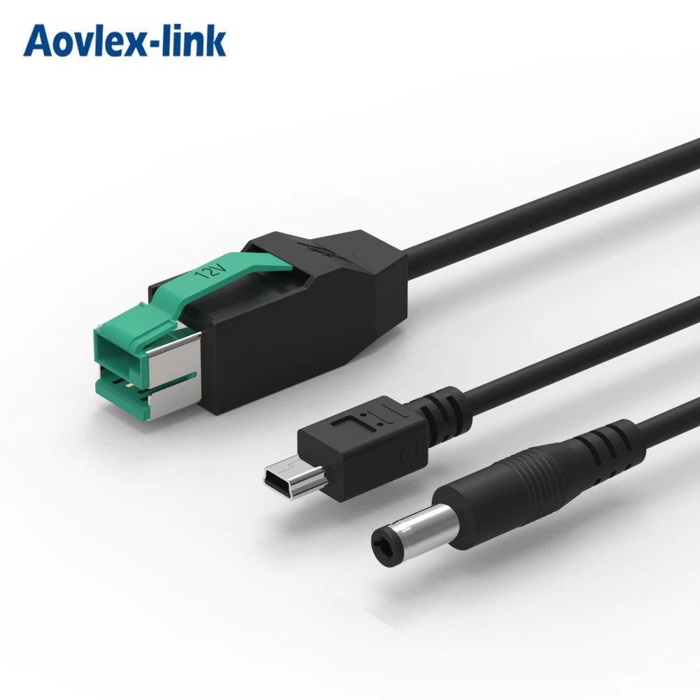 12 В адаптер питания двойной 8 P USB разъем для DC & Mini 5 P Y Splitter 12 В Питание USB кабель для pos машина Kable