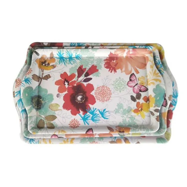 HY-A2 Cheap  Customized Logo Rectangle Melamine Coffee Serving Tray (Size 30.5*21.5cm)