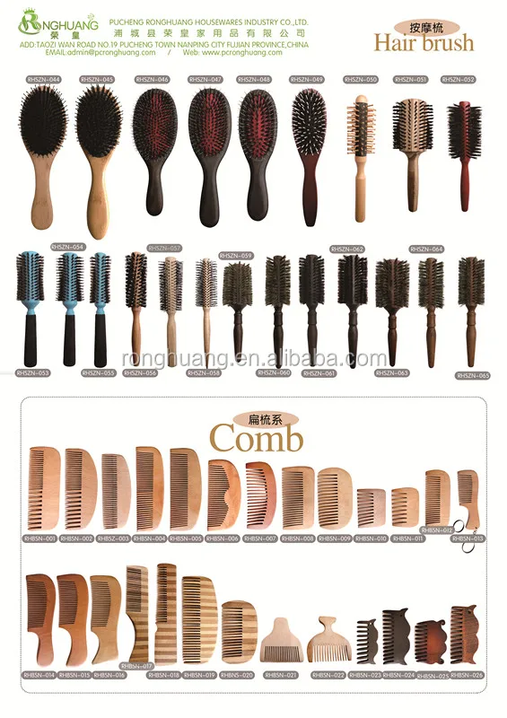 
wood Comb natural Bamboo wooden hair brush massage brush boar bristle brush C23 