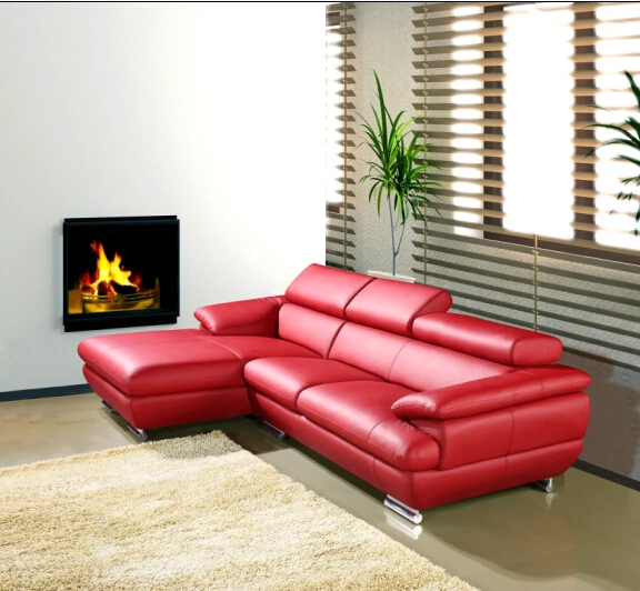 Sectional recliner chair sofa L shaped Adjustable headrest sofa set white leather furniture for villa