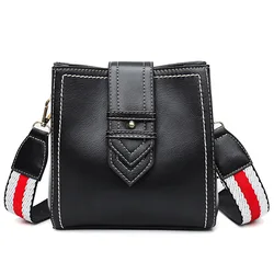 Ladies Vintage Retro PU Leather Wide Striped Strap Arrow Shape Belt Decor Messenger Crossbody Shoulder Bags for Women