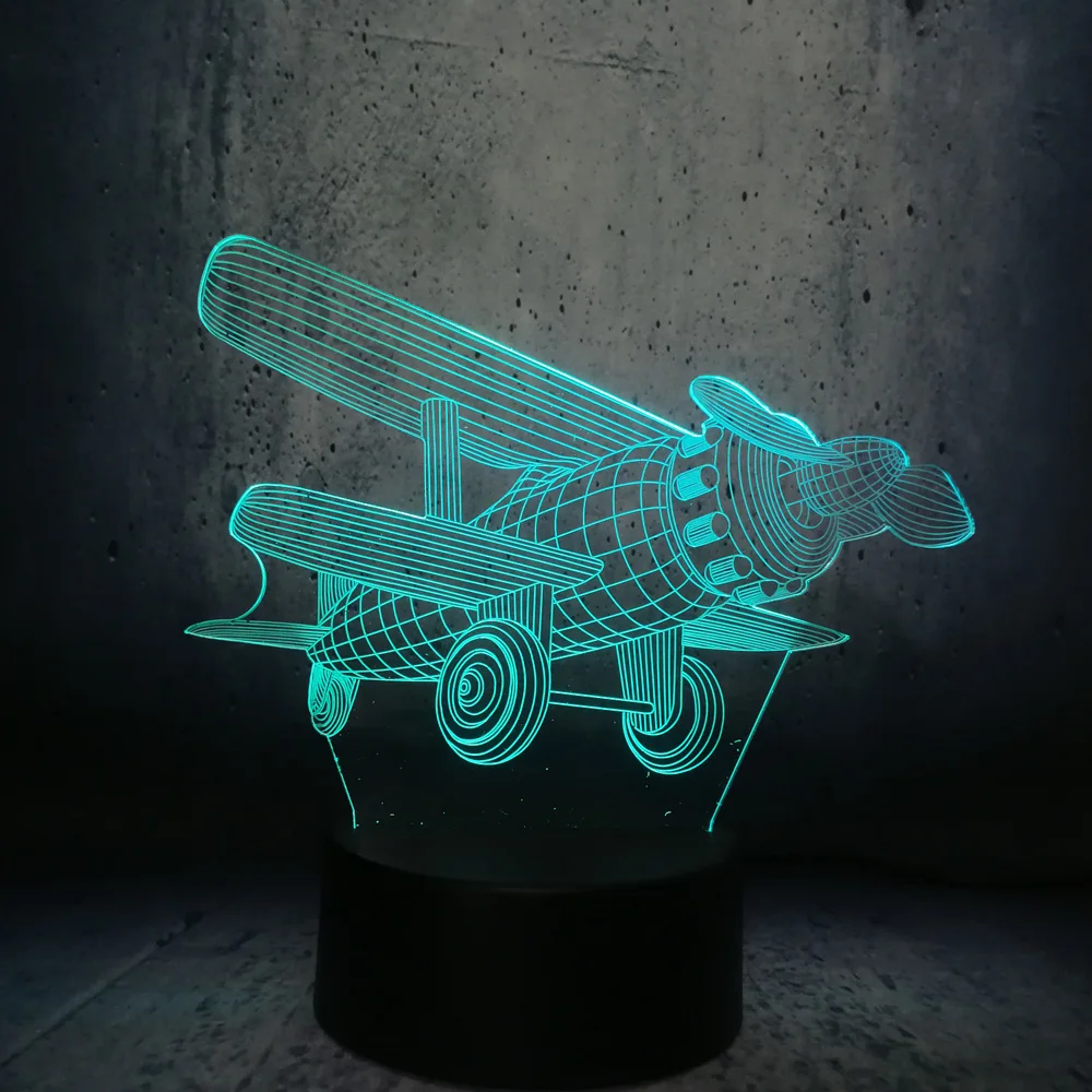 3D propeller air plan Aircraft Model Cool RC Toy Creative Night Light Touch LED Illusion Table desk bedside lamp Decor kids Toy