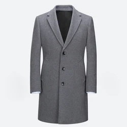 MTM service 100% кашемировое серое Однотонное шерстяное пальто на пуговицах зимнее пальто мужское длинное пальто из Китая