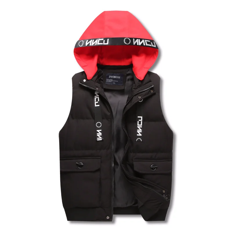 OEM Мужская зимняя молния на молнии, лента с принтом, стеганая куртка и жилет из хлопка.