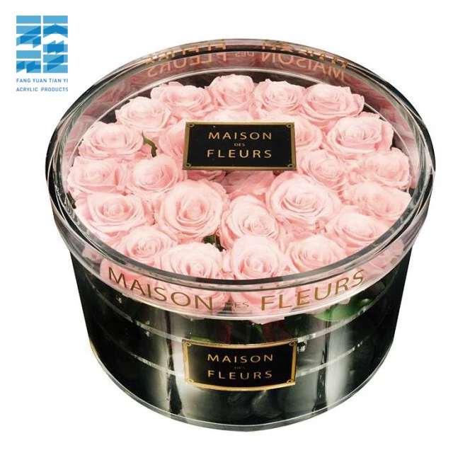 OEM round acrylic rose box Hot Sale vase Acrylic Round Flower Box Flower Box