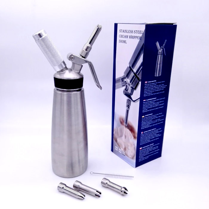 500ml heating SS Whipped Cream Dispenser with nozzles Stainless Steel Whip Cream Charger Dispenser