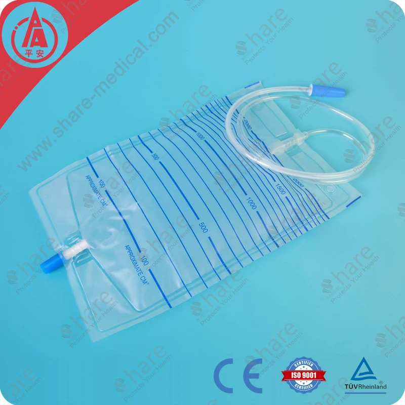 Hot sale china manufacturer of sterile adult urine bag 2000ml with pull-push valve
