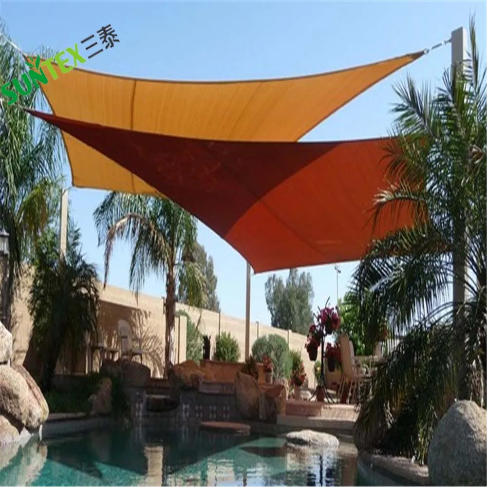 Water repellent patio sun shade fabric,customize straight edge waterproof sun shade sail,Uvblocker Pool PE material shade sail