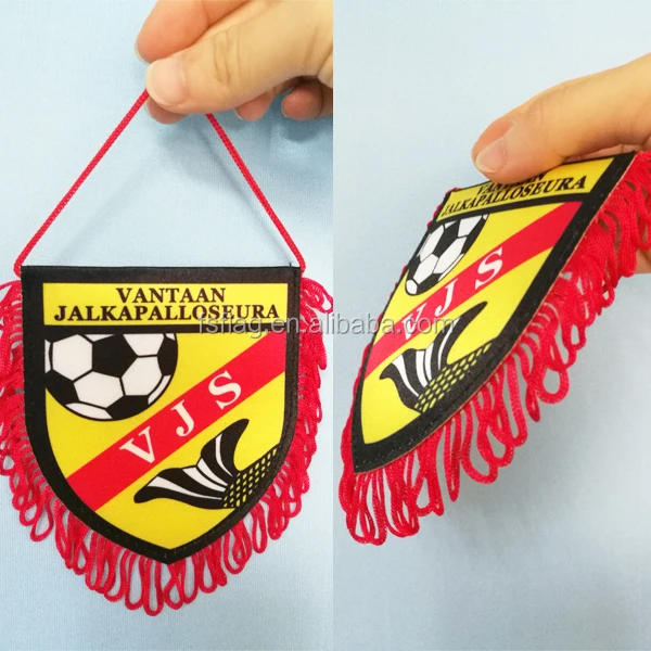 Manufacturer Satin Custom Double Side Printed Gift Flag Football Sports Car Mini Sublimated Pennant