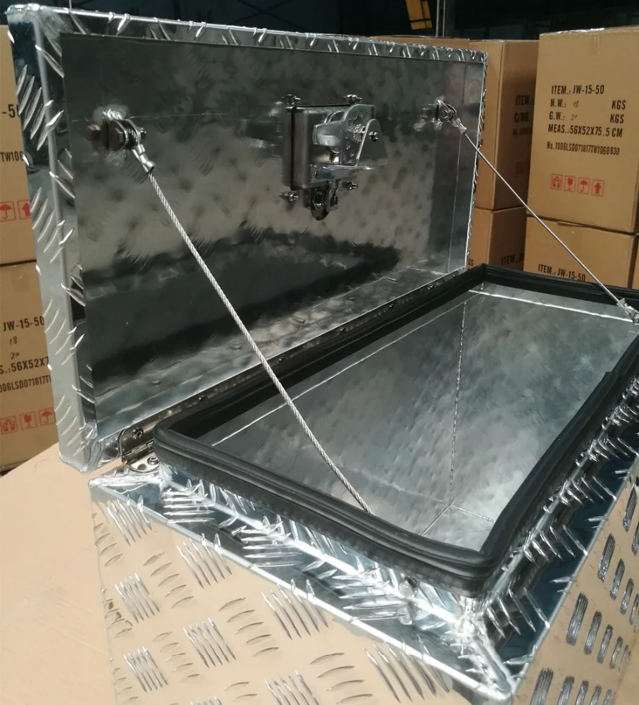 
Aluminum checker plate camper trailer tool boxes 