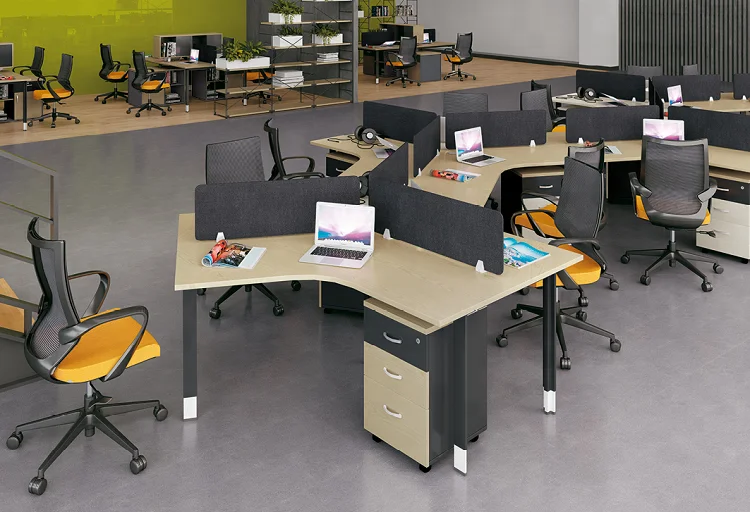 Modular 3 person Computer wooden Triangle Office Furniture work station workstation pc working desk tables and chair set