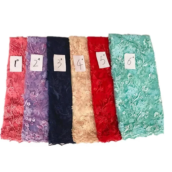 Newest wholesale European custom tulle embroidery 3D lace fabric for Evening dresses & Clothes