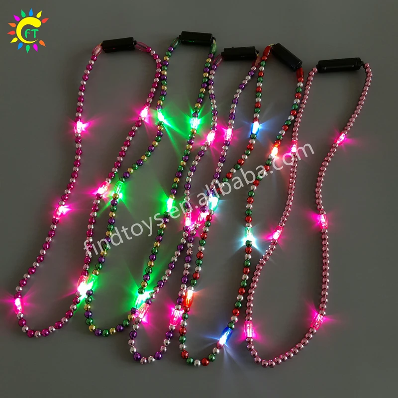Custom Mardi Gras LED Flashing Beads Necklace Glow in the Dark For Party Supplies