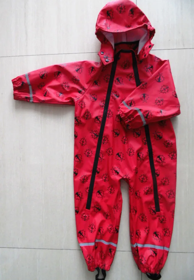 100% waterproof seam welded kids one piece raincoat