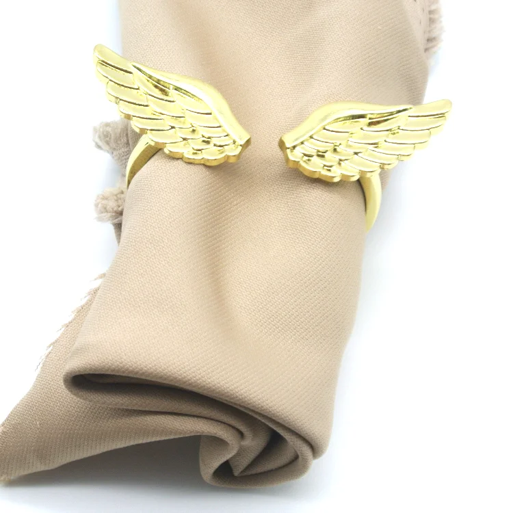
Factory price exquisite angel wings shape zinc alloy custom napkin rings for wedding hotel decoration 
