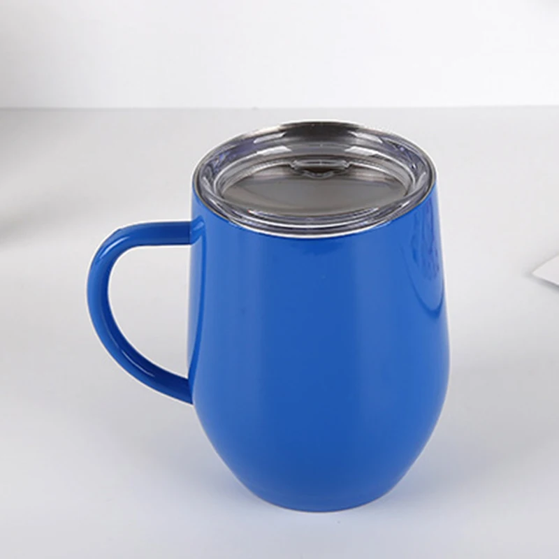 WeVi 12oz stainless steel vacuum double wall  insulated eggshell coffee tumbler with handle