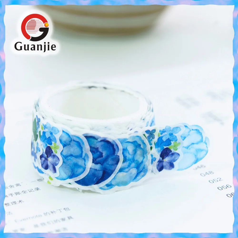 Custom printed petals die cut washi paper tape stickers roll,2017 hot selling!