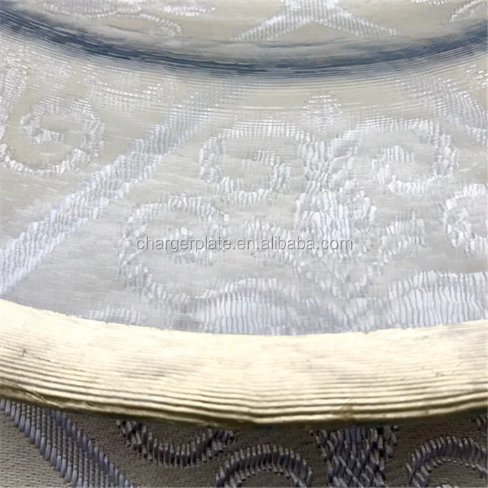 Glass Charger Plates Gold Silver Rim Xmas Events Wedding Decor 33CM Diameter Under Plates