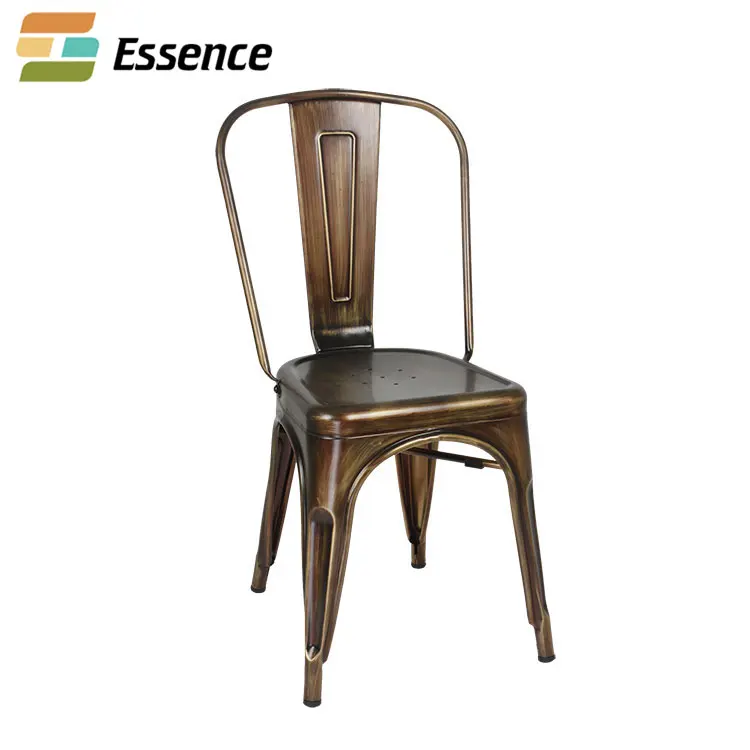 Factory direct vintage steel metal dining chairs stacking industrial chair