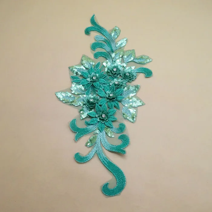 Sexy black rhinestone beaded lace applique for evening dress