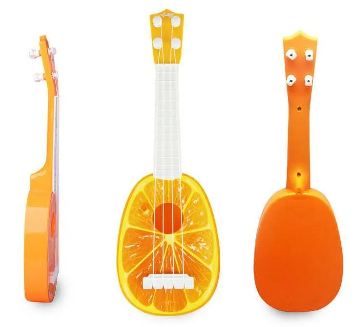 Most Popular early educational Toy Plastic Orange Watermelon  Strawberry Kiwi Fruit Ukulele Guitar for children