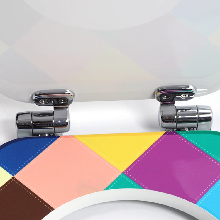 Molded Wood UV surface colored grid eco friendly western toilet seat cover with soft close hinges