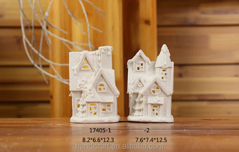 Ceramic House Model Led Light Indoor Christmas Decoration