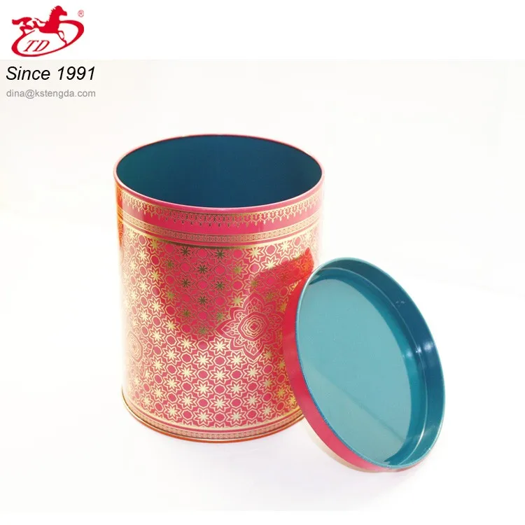 
Chinese Style Full Rose Flower Printing Metal Boxes, Round Jar Tin Boxes 