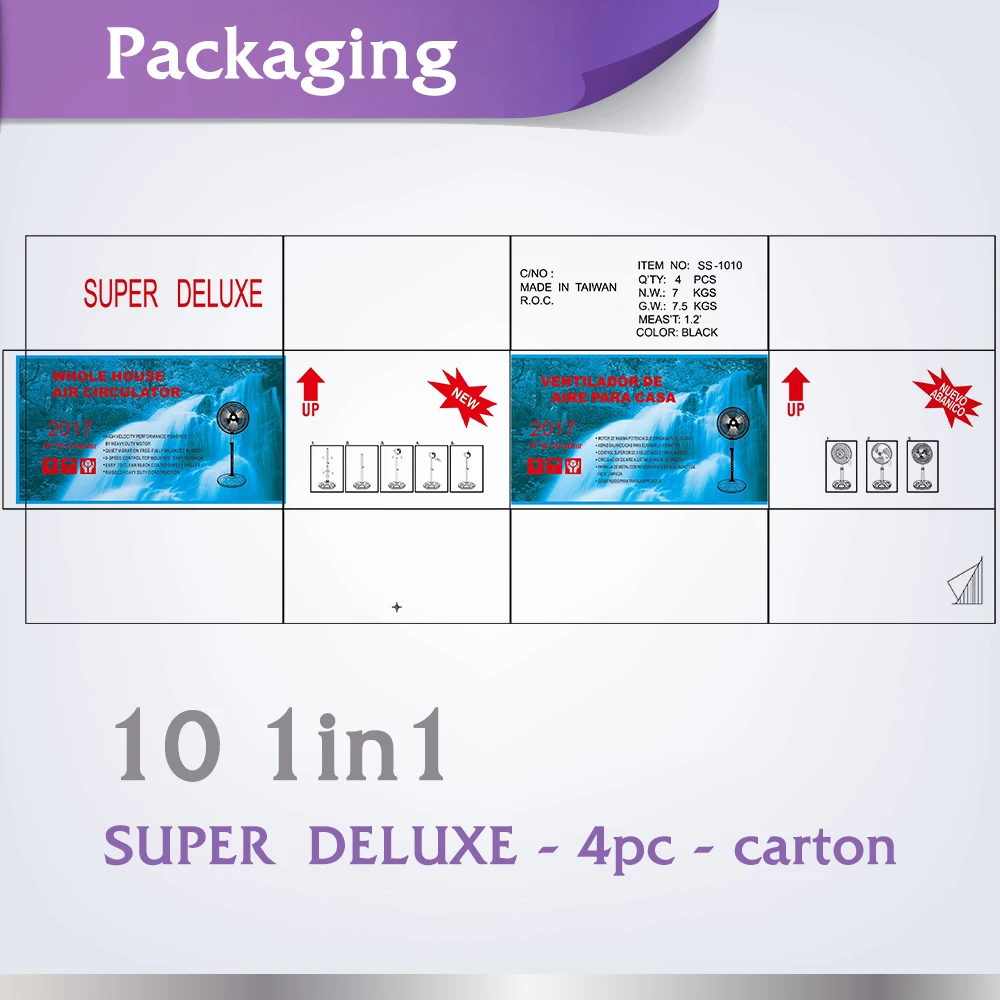 
New Trendy Taiwan Factory Direct 3 in1 Electric Fan SS-1010 inch Multi color 