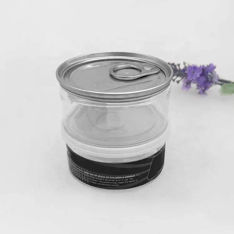 
100ml hemp containers self seal pet can with plastic cap 