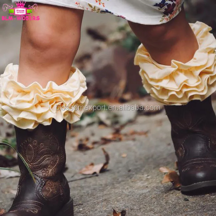 Knee High Baby Socks Cotton Triple Ruffle Tights Leg Warmers Solid White Kids Girls Icing Ruffle Boot Socks