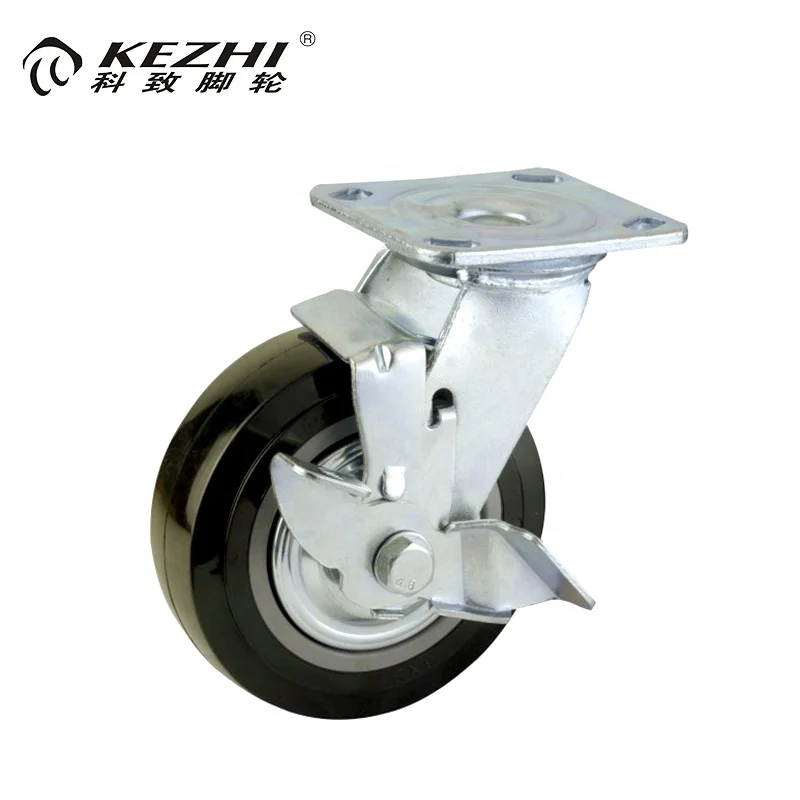 heavy duty 150mm pu trolley castor wheels With Side Brake for wire shelving