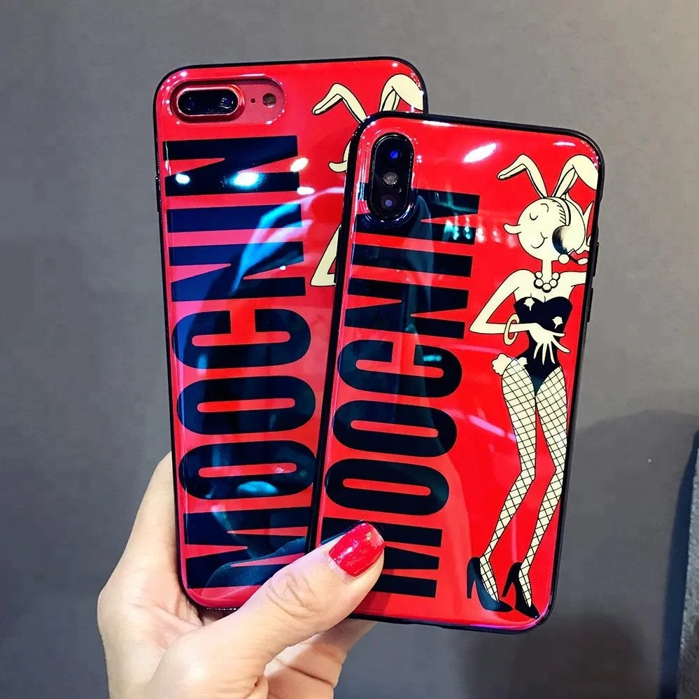 Красный ТПУ IMD 6 7 8 Plus X Синий свет для iPhone