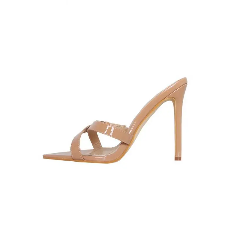 Factory customized new lady shoes stiletto heels genuine leather high heel slippers
