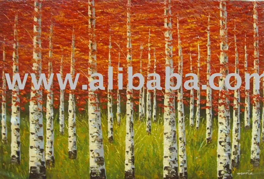 
Aspen Trees Autumn Leaves Landscape Oil Painting-sw0095 