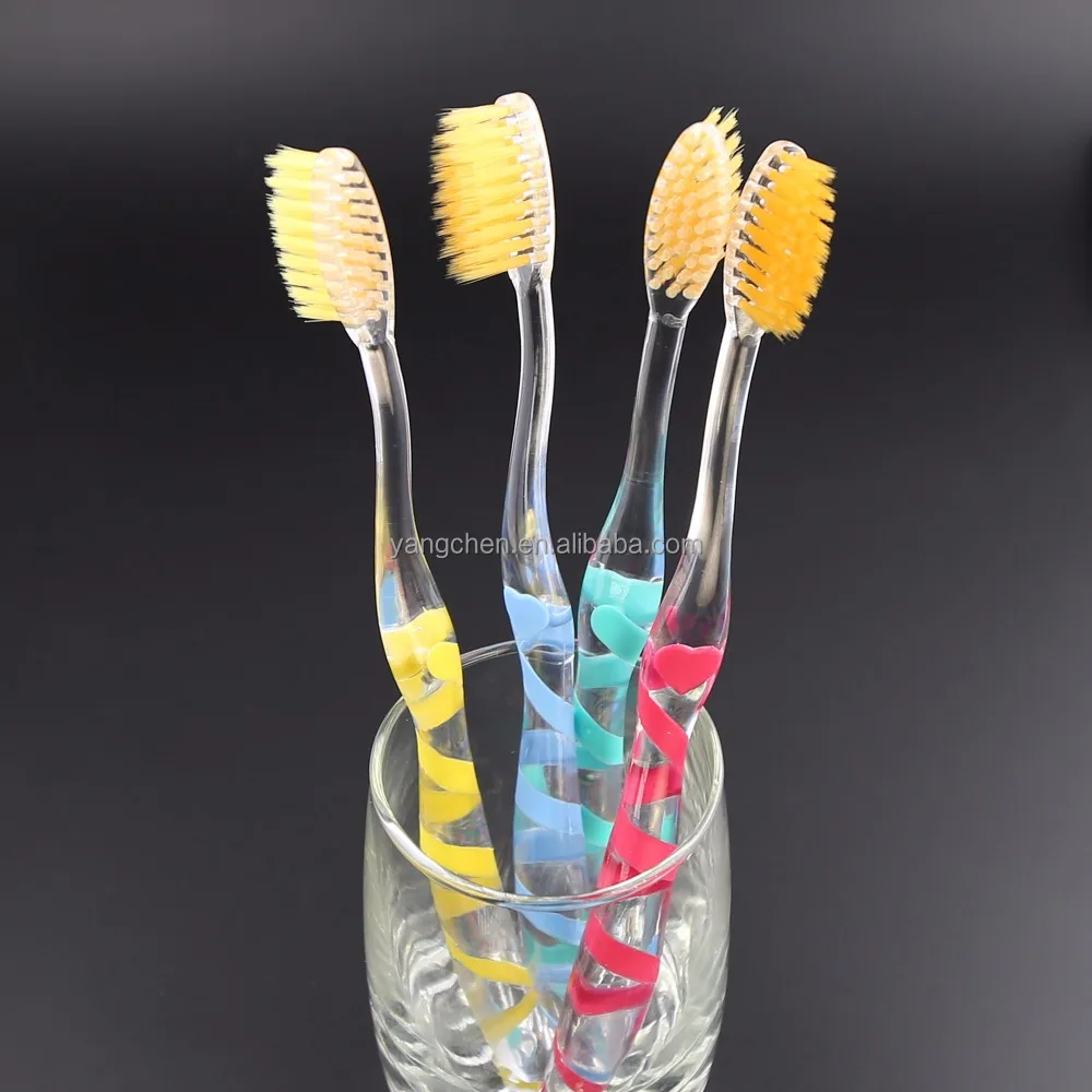 
Transparent PETG Handle Toothbrush with Nano Gold Soft Bristle from Yangchen Factory in Yangzhou China 