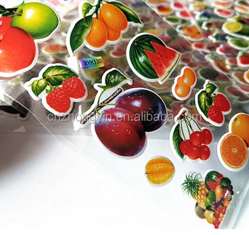 3D Mini Cartoon Puffy Stickers Children Animal Fruit Vegetable Kids Toys