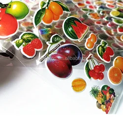 3D Mini Cartoon Puffy Stickers Children Animal Fruit Vegetable Kids Toys