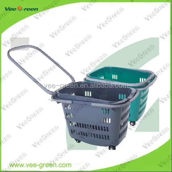 Plastic Supermarket Basket Trolley for Sale