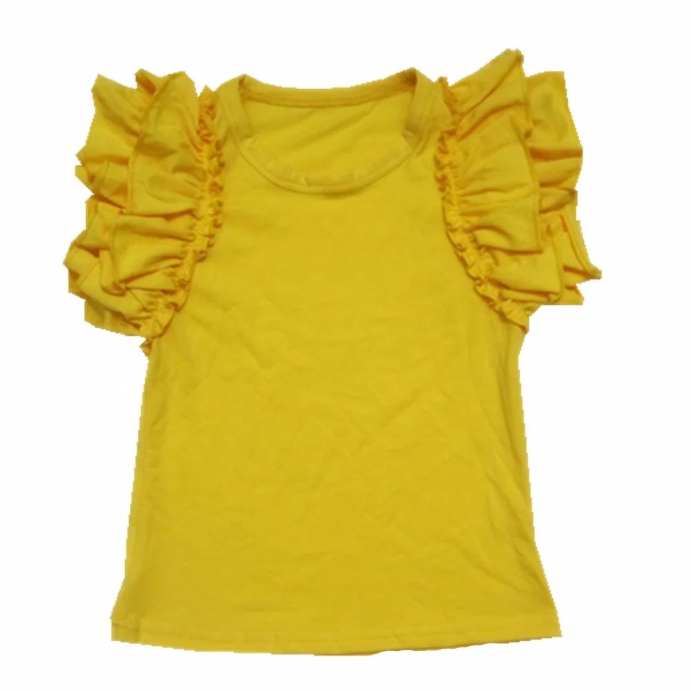 Модная майка для девочек разных цветов с оборками на рукавах, Детская эксклюзивная одежда, летний хлопковый детский жилет