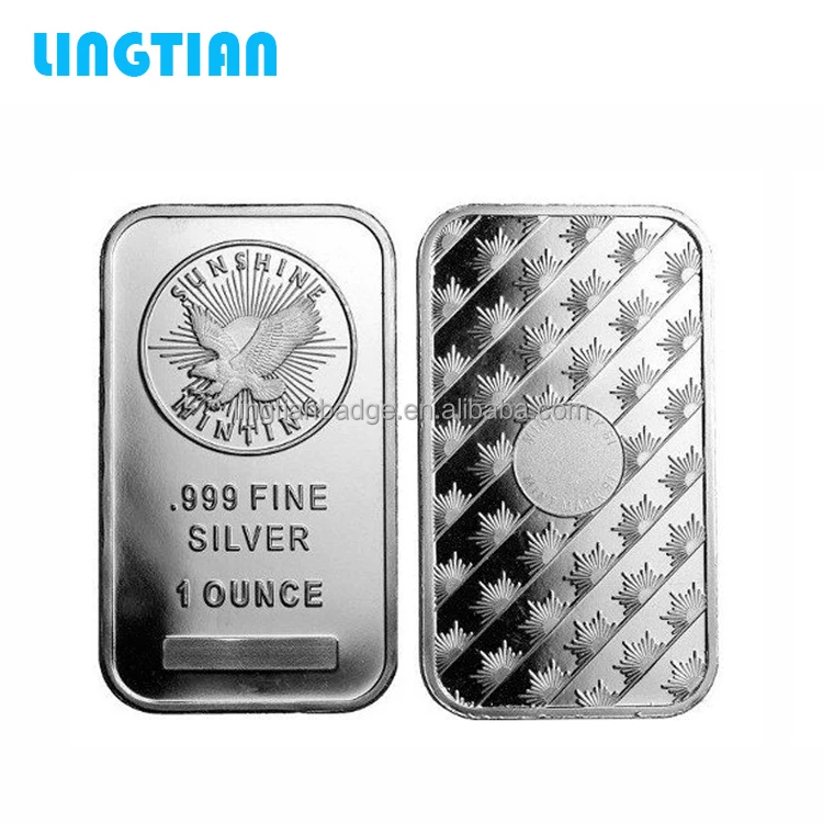 LINGTIAN Crafts Custom Design 1 Troy Ounce 24K Pure Gold Plated Gold Bar